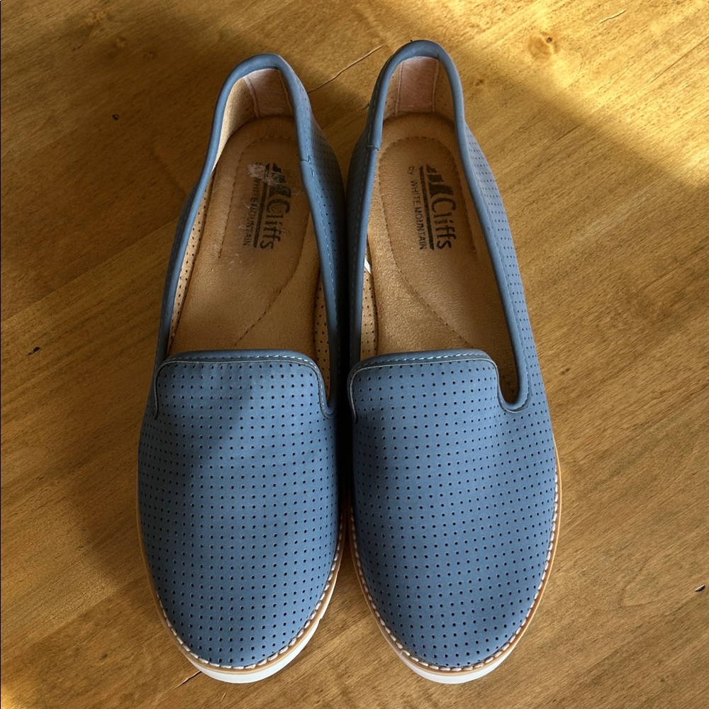 Cliffs by WHITE MOUNTAIN Perforated Blue Slip-On Loafers
